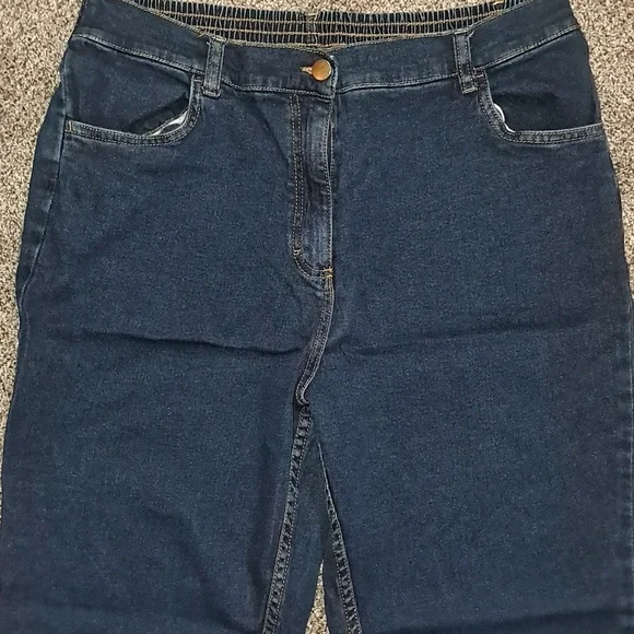 Blair Women's Elastic Waist Zip Up Blue Jeans 14P - Picture 2 of 7